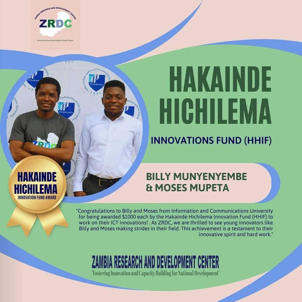 ICU Innovators awarded $1000 by Hakainde Hichilema Innovation Fund for ICT Innovations
